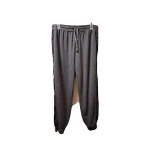 Splendid Womens Gray Joggers, Animal Print Detail Down The Side Size Medium